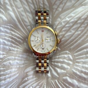 Michele Uptown Gold and Silver Chronograph Watch